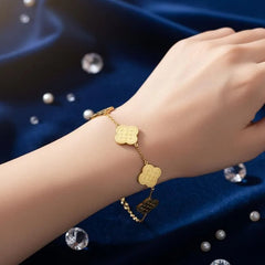 Gold-Plated Stainless Steel Clover Bracelet