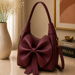 Bow Handbag | Vegan Leather Shoulder Bag for Women