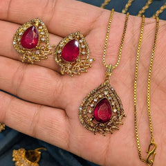 Zircon Locket Set – Locket & Earrings