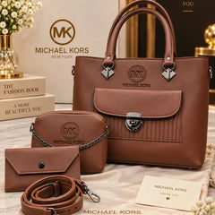 Michael Kors Handbag Set with Crossbody Pouch and Wallet - 3 Piece