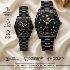 CD COLLECTION Black Couple Quartz Wristwatches