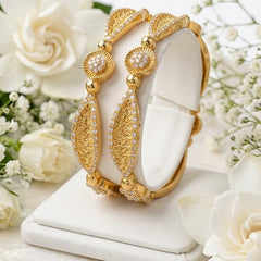 Stainless steels ornate gold-plated kadas