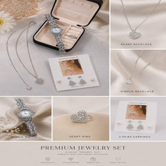 Ladies Gift Set Collection – Fancy Zircon Digital Watch & Trending Heart Jewelry Combo