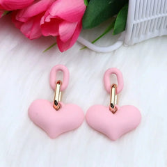 Matte Acrylic Heart Link Drop Earrings