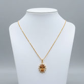 Oval Stone Crystal Halo Pendant Necklace - Each