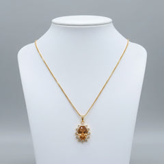Oval Stone Crystal Halo Pendant Necklace - Each