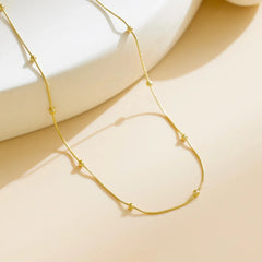 Gold Minimalist Beaded Chain Necklace