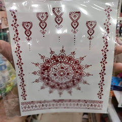 Waterproof Mehndi Tattoo Stickers – Red Henna Designs