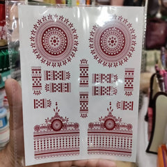 Waterproof Mehndi Tattoo Stickers – Red Henna Designs