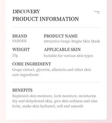 Sadoer Botany And Fruits Grape Bright Skin Face Sheet Mask - 25g