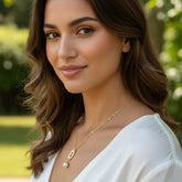 Stainless Steel Golden Chain With White Pearl