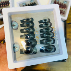 Pink key Stylish Salon Look Artifical Nails With Free Stickers (12 Pcs)