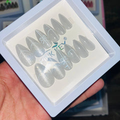 Pink key Stylish Cute Bow Salon Look Artifical Nails With Free Stickers (12 Pcs)