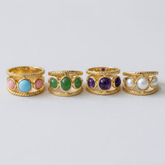 Golden Three Stone Band Ring