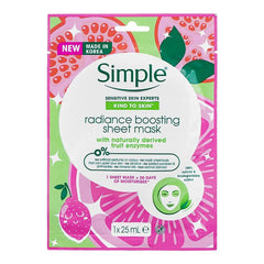 Simple Sensitive Skin Experts – Fruit Enzymes Radiance Boosting Sheet Mask - 25ml