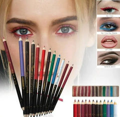 12 Pcs Double Head Lip Liner and Eye Liner Pencils Set