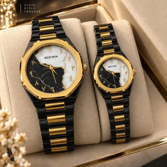BESTWIN Arabic Numerals Luxury Stainless Steel Couple Watch