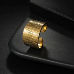 Stainless Steel wide open-band cuff ring - Each