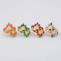 Gold Branch Cluster Stone Ring