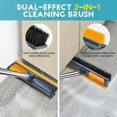 Bathroom Cleaning Brush with Scraper - Long Handle for Easy Reach