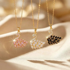 Crystal Pave Swan Pendant Chain Necklace