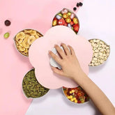 5-Compartment Flower Shape Rotating Candy Storage Box for Serving Dry Fruit and Candies