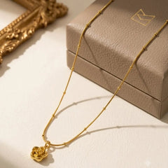 Gold Rose Pendant Snake Chain Necklace
