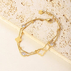 Stainless Steel Unique Double Layer Water Drop Shape Rhinestone - each