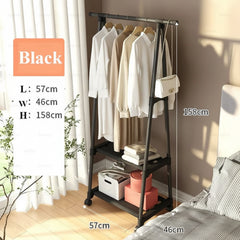 Metal Clothes Rack with Shelves and Rolling Wheels