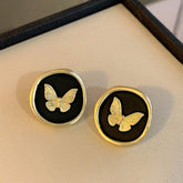 butterfly enamel gold-plated earrings - Each Pair