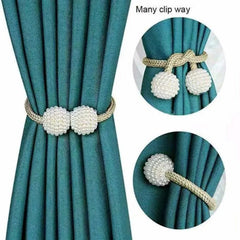 Magnetic Pearl Curtain Clip Tie Buckle Holder