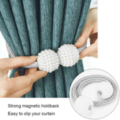 Magnetic Pearl Curtain Clip Tie Buckle Holder