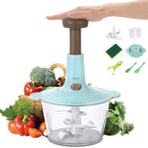 Manual Food Chopper Speedy Chopper with 3 Curved Stainless Steel Blades