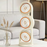 360° Circulation Three Head Table Fan - Rechargeable 5 Speed Wind Desktop Fan