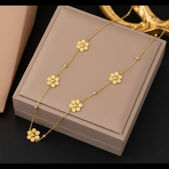 Stainless Steel Dainty Floral Station Necklace Daisy Chain - Each
