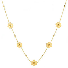 Stainless Steel Dainty Floral Station Necklace Daisy Chain - Each