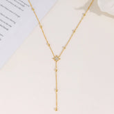 Stainless Steel Zirconia Teardrop Y-Necklace - each