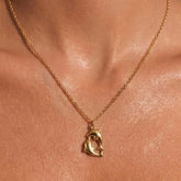 Gold Double Dolphin Pendant Necklace