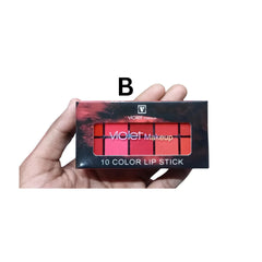 Violet 10 Color Lipstick Palette