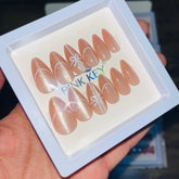 Pink key Stylish Cute Bow Salon Look Artifical Nails With Free Stickers (12 Pcs)