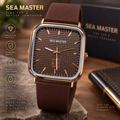Sea Master Square Dial Silicone Strap Quartz Watch