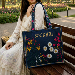 Sookhri Floral Embroidered Canvas Tote Bag
