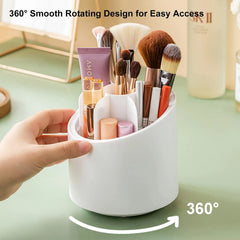 360° Rotating Makeup Brush Organizer with Dustproof Lid