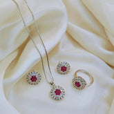 Stainless Steel Crystal/Zircon Locket Set - Each