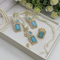 Zircon Combo Party Set – High Quality Rectangle Shape Jewelry