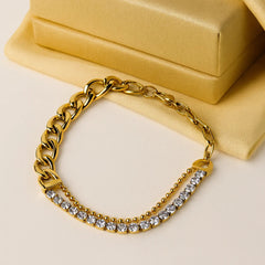Stainless Steel Crystal Dual Chain Bracelet - Each