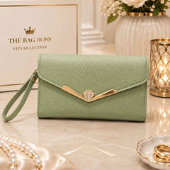 Womens Textured Leather Clutch Bag