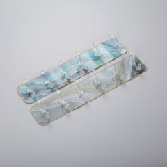 6 Hooks Self-Adhesive Hook Wall Hanger Marble Patterned Transparent