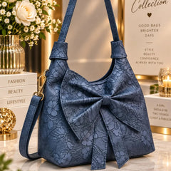 Embossed Bow Floral Handbag
