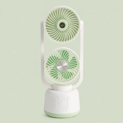 Rechargeable Dual Head Cooling Mist Fan, Children's Student Fan, Desktop Water Mist Fan